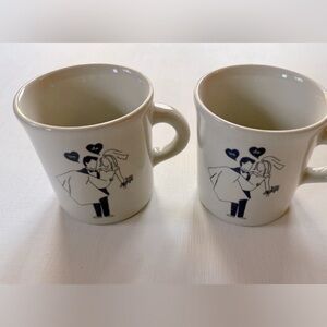 Fishes Eddy Jason Oranzo Porcelain Coffee Mugs SET OF 2 Cup Bride & Groom We Do